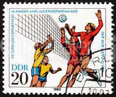Postage stamp GDR 1983 Volleyball