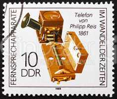 Postage stamp GDR 1989 Telephone of Philipp Reis, 1861