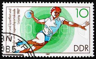 Postage stamp GDR 1987 Handball