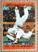 Postage stamp Ajman 1973 Judo, Olympic sports