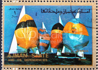 Postage stamp Ajman 1973 Sailing, Summer Olympics