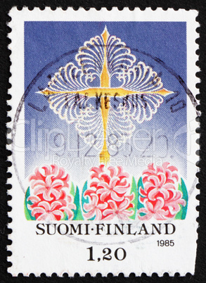 Postage stamp Finland 1985 Cross of St. Thomas and Hyacinths, Ch