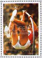 Postage stamp Umm al-Quwain 1972 Pole Vault, Summer Olympics, Mu