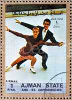 Postage stamp Ajman 1973 Figure Skating, Winter Olympics