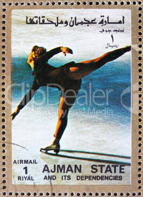 Postage stamp Ajman 1973 Figure Skating, Winter Olympics