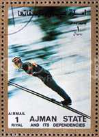 Postage stamp Ajman 1973 Cross-country Skiing, Winter Olympics