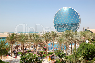 The luxury hotel and circular building, Abu Dhabi, UAE