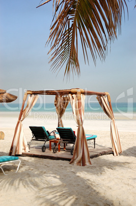 Hut on the beach of luxury hotel, Ajman, UAE