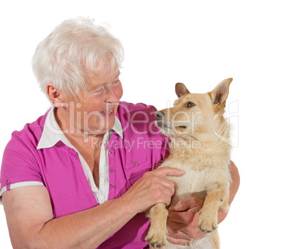 Love between an elderly woman and her dog