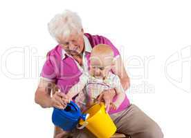 Grandmother playing with her grandchild