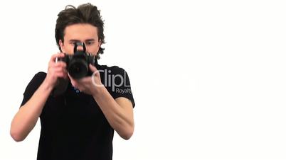 Photographer With Camera, Isolated On White Background