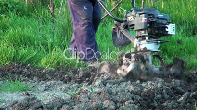 Motor Cultivator At The Ploughed Kitchen Garden