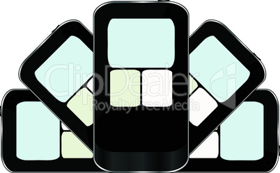 black vector smart phone isolated on white background