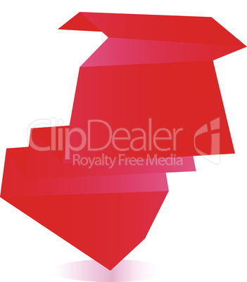 red origami paper banners and stickers. Vector illustration