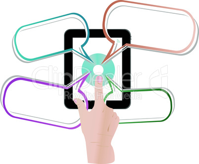 Concept cloud with computer tablet pc. Vector illustration