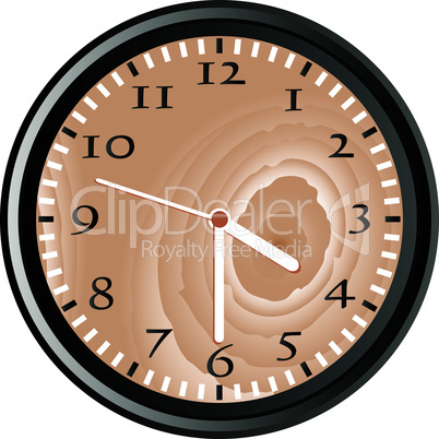 wooden wall clock isolated on white background vector