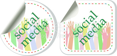 Social media sticker set with hands. vector label