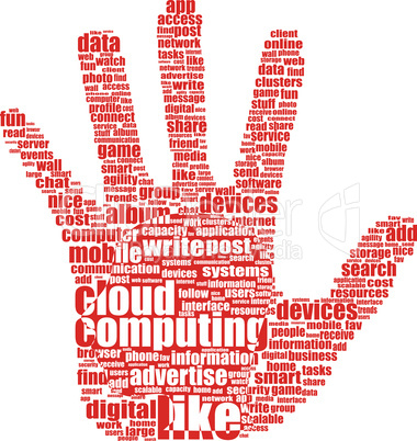 hand with word like - vector social media and network concept