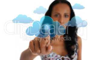 Woman pointing at a cloud