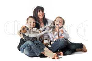 family and  jack russel terrier