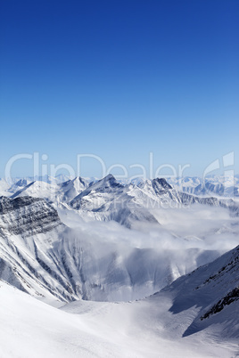 High mountains in haze