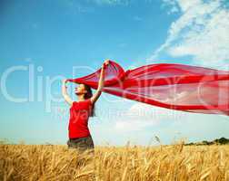 teen girl at a wheat field