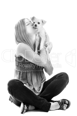 girl and chihuahua girl and chihuahua