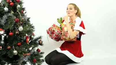Santa girl with gifts