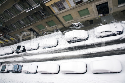 Cars snowed under
