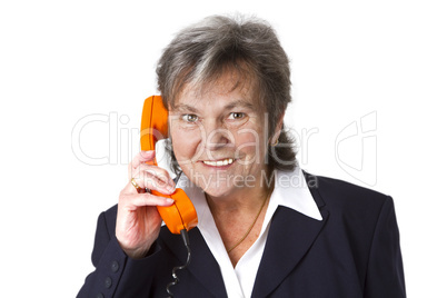 Seniorin am Telefon