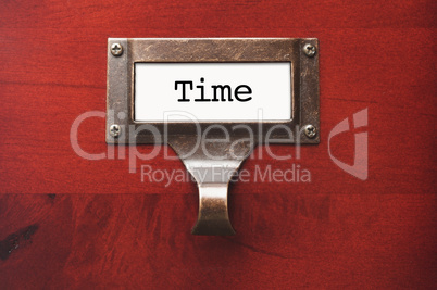 Lustrous Wooden Cabinet with Time File Label
