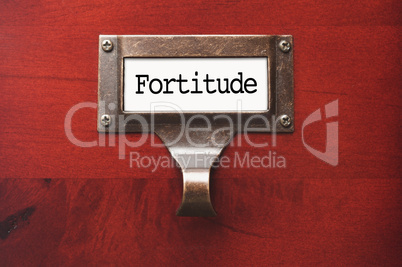 Lustrous Wooden Cabinet with Fortitude File Label
