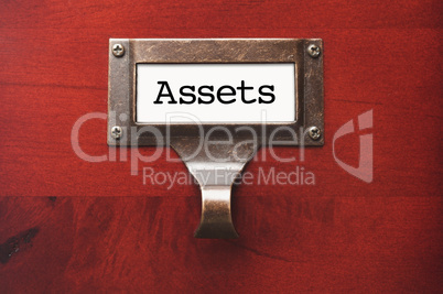 Lustrous Wooden Cabinet with Assets File Label