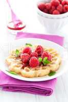 Waffel mit Himbeeren / waffle with raspberries