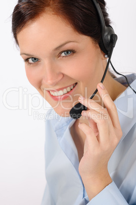 Customer service woman call center phone headset