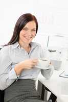 Attractive businesswoman drink coffee