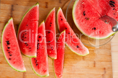 fresh watermelon on a  wood table