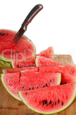 fresh watermelon on a  wood table