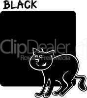Color Black and Cat Cartoon