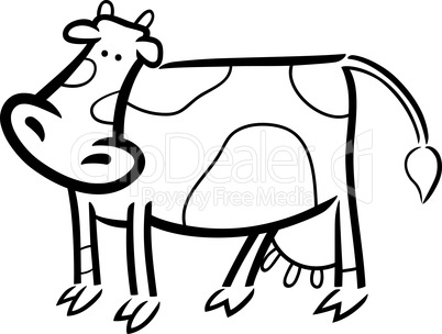 cartoon doodle of farm cow for coloring