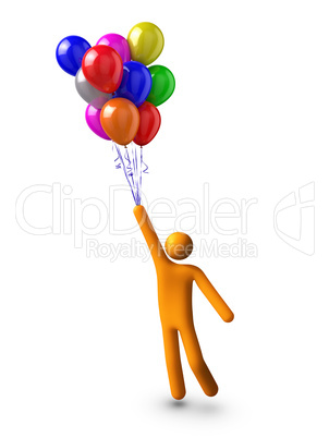Flying with colorful balloons