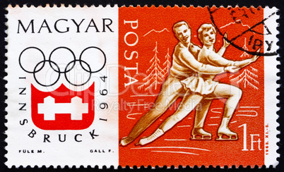 Postage stamp Hungary 1963 Figure Skating, Pair, Olympic sports,