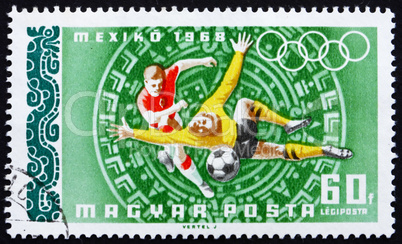 Postage stamp Hungary 1968 Football, Olympic sports, Mexico 68