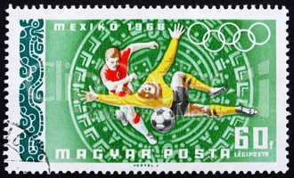Postage stamp Hungary 1968 Football, Olympic sports, Mexico 68