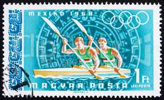 Postage stamp Hungary 1968 Canoeing, Olympic sports, Mexico 68