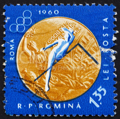 Postage stamp Romania 1961 Woman?s High Jump, Olympic sports,