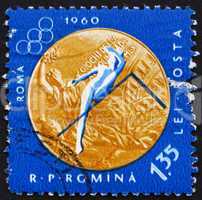 Postage stamp Romania 1961 Woman?s High Jump, Olympic sports,