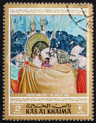 Postage stamp Ras al-Khaimah 1970 The Kiss of Judas, Painting