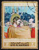 Postage stamp Ras al-Khaimah 1970 The Kiss of Judas, Painting