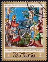 Postage stamp Ras al-Khaimah 1970 Entry into Jerusalem, Painting